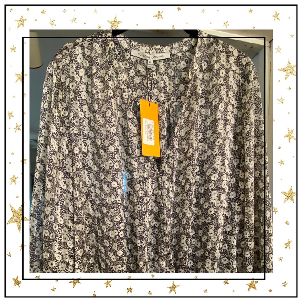Floral Black & White Blouse